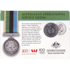 2017 20¢ Legends of the Anzacs - Australian Operational Service Medal Carded/Coin